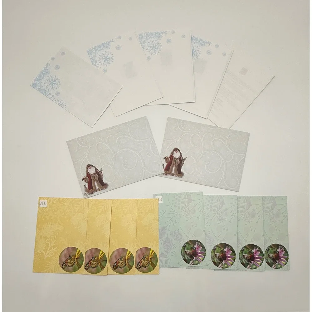 15 Pc Mixed Greeting Cards Stationery Lot Christmas Holiday Birthday Envelopes